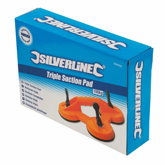 Silverline driedubbele glasdrager - kunststof en rubber - 11,5 cm zuignappen - 100 kg - voor glas, plaatwerk en autoruiten