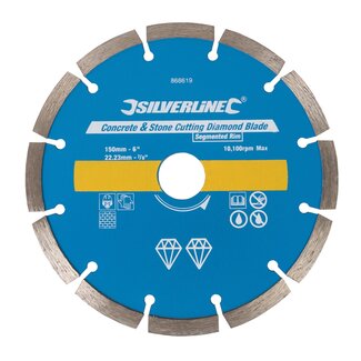 Silverline diamantschijf gesegmenteerd - diamant - nat/droog doorslijpen - diameter 150 mm, asgat 22,23 mm - grijs - beton en steen