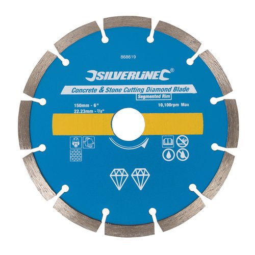 Silverline Diamantschijf Beton/Steen - Gesegmenteerd - Ø 150 mm - Asgat 22.23 mm Silverline Diamantschijf Beton/Steen - Gesegmenteerd - Ø 150 mm - Asgat 22.23 mm