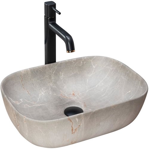 REA Livia Opzetwastafel - Waskom - 46.5 x 33.5 x 13.5 cm - Beige - Stonelook REA Livia Opzetwastafel - Waskom - 46.5 x 33.5 x 13.5 cm - Beige - Stonelook