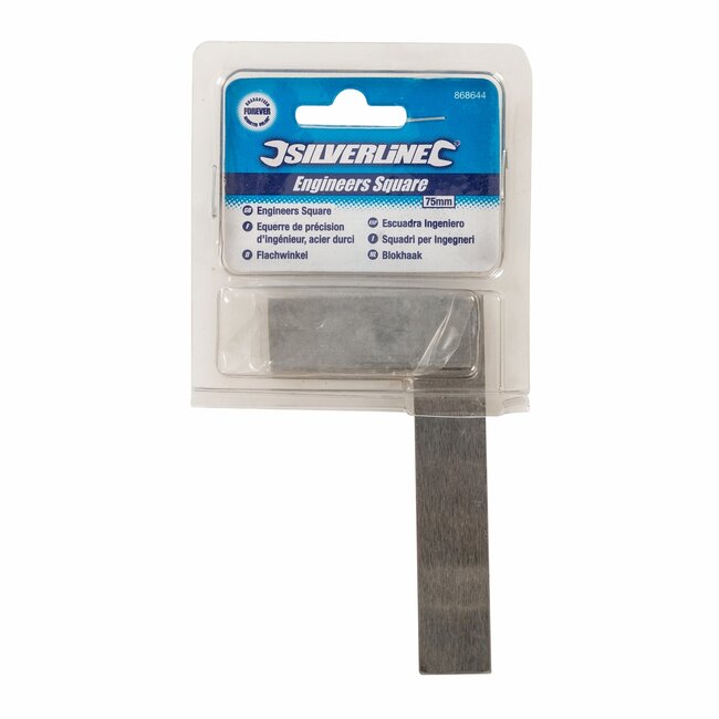 Silverline Timmermanswinkelhaak - gehard roestvrij staal - 75 mm - zilver - nauwkeurig 90 graden meten - hout- en metaalbewerking