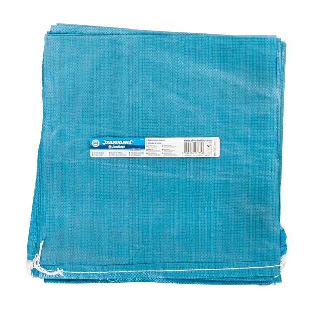 Silverline zandzakken - polypropyleen - met trekkoord, UV-bestendig - 75 x 33 cm - wit - 10 stuks - overstromingsbescherming
