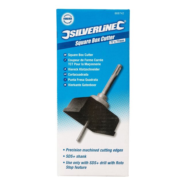 Silverline Vierkante gatenboor voor beton - hardmetalen snijranden - 77 x 77 mm - grijs - SDS-plus opname