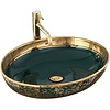 REA Margot Opzetwastafel - Waskom - 52 x 40 x 13.5 cm - Glans Groen - Goud REA Margot Opzetwastafel - Waskom - 52 x 40 x 13.5 cm - Glans Groen - Goud