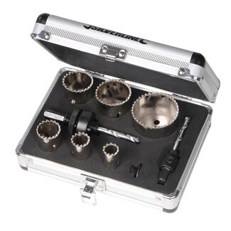 Silverline Gatenzaagset - diamant - Ø 19 t/m 57 mm - voor gaten boren in marmer, keramiek, MDF en spaanplaat - zilver - 11-delig