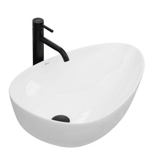REA Ovale opzetwastafel - keramiek - glanzend wit - 56x39x13 cm - antibacterieel