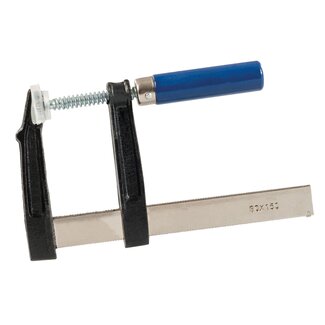 Silverline Euro F-klem - Sterke gietijzeren kaken - Zachte plastic beschermers - 150 x 80 mm Silverline Euro F-klem - Sterke gietijzeren kaken - Zachte plastic beschermers - 150 x 80 mm