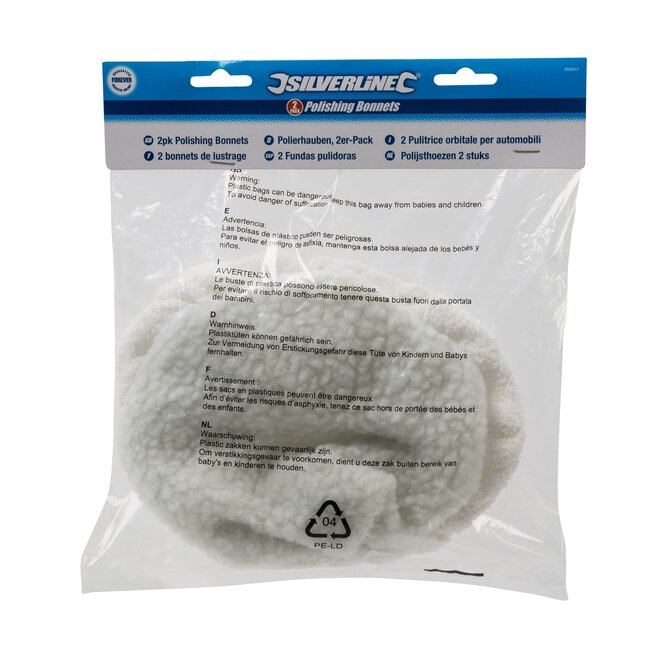 Silverline Polijst- en poetskussenset - synthetische lamswol en schuim - polijsten en was - 24 cm - wit - 2 stuks - auto