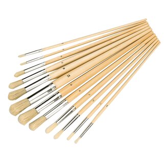 Silverline Ronde penselen set - pure haren - houten handvaten - 12 stuks