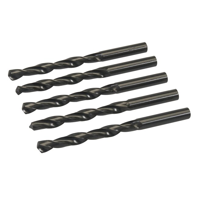 Silverline Metaalboor HSS-R - Ø 10 mm - 5 stuks - Rol gesmeed - Zwart oxide afwerking