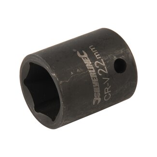 Silverline Slagdop zeskant 22 mm - chroom-vanadiumstaal - dikwandig - 1/2 inch - zwart fosfaat - voor slaggereedschap en auto