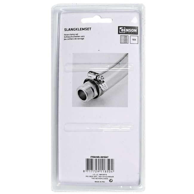 Benson 10-delige slangklemset - met kruissleuf - 5 maten - voor water- en luchtslangen
