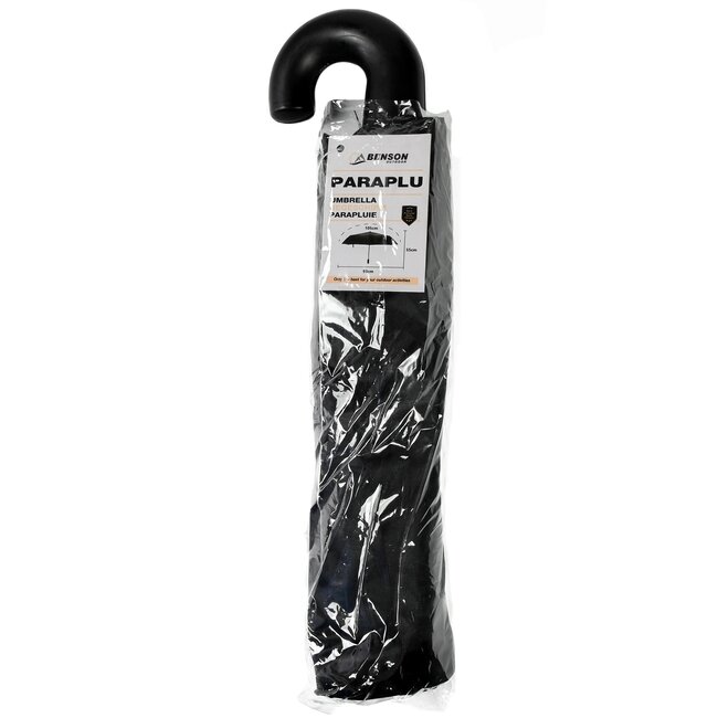 Benson Compacte vouwparaplu - zwart - 95 cm diameter - met opberghoes