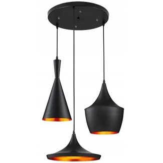 TooLight Costa Hanglamp - E27 - 3 Lichtpunten - Zwart