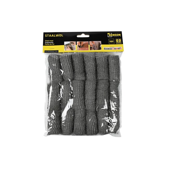 Benson Middelfijne staalwol - 18 stuks - roestverwijdering en polijsten - grijs