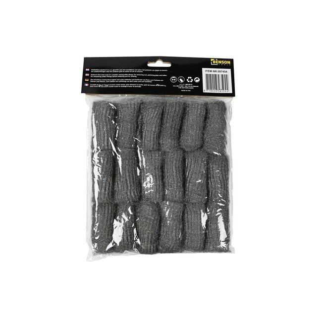 Benson Middelfijne staalwol - 18 stuks - roestverwijdering en polijsten - grijs