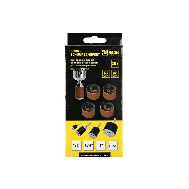 Benson Boor schuurschijfset - diverse maten en korrels - 20-delig