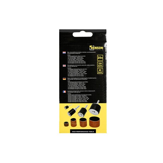 Benson Boor schuurschijfset - diverse maten en korrels - 20-delig