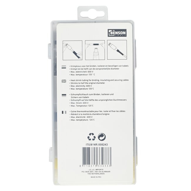 Benson Assortimentsbox met gekleurde krimpkousen - 120 delig - diverse maten