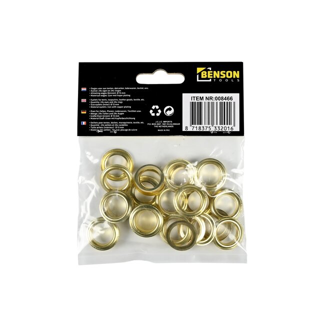 Benson Zeilringen - 13 mm binnenmaat - 288 stuks - messing - duurzaam en roestbestendig