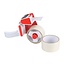 Benson Tape dispenser - ergonomisch - inclusief 2 rollen tape - grijs/rood
