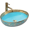 REA Margot Opzetwastafel - Waskom - 52 x 40 x 13.5 cm - Glans Blauw - Goud REA Margot Opzetwastafel - Waskom - 52 x 40 x 13.5 cm - Glans Blauw - Goud