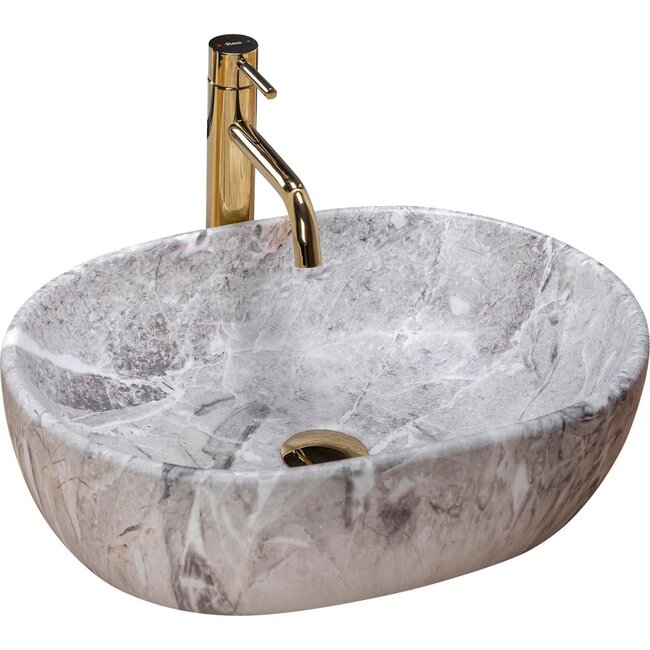 REA Lara Opzetwastafel - Waskom - 48.5 x 35 x 13.5 cm - Stone - Stonelook