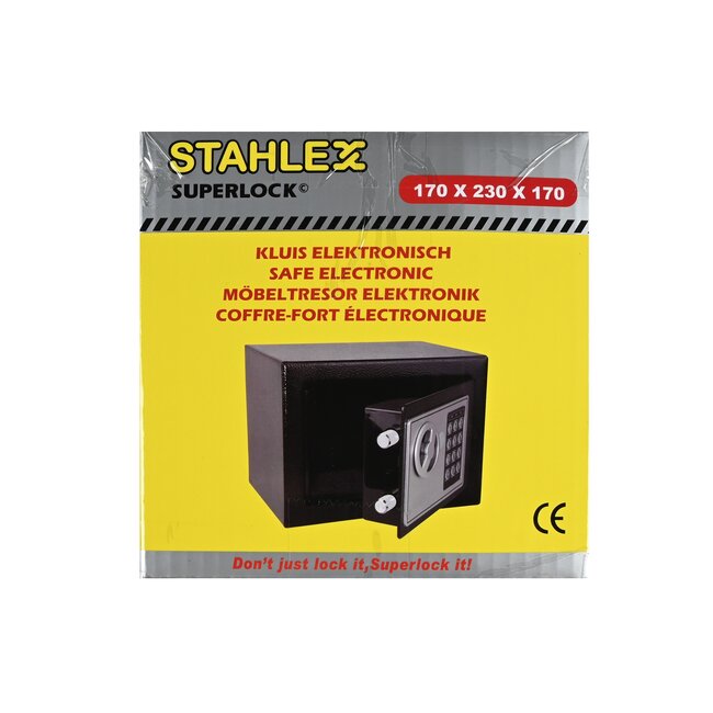 Stahlex Elektronische kluis - digitaal slot - gepoedercoat staal - zwart - 17x23x17 cm