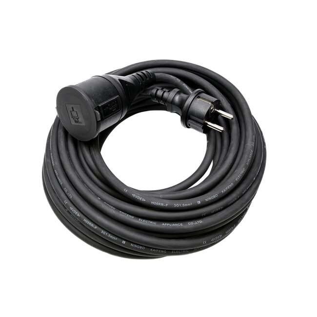 Benson Verlengsnoer rubber 15 meter - spatwaterdicht - 3 x 1.5 mm² - binnen en buiten