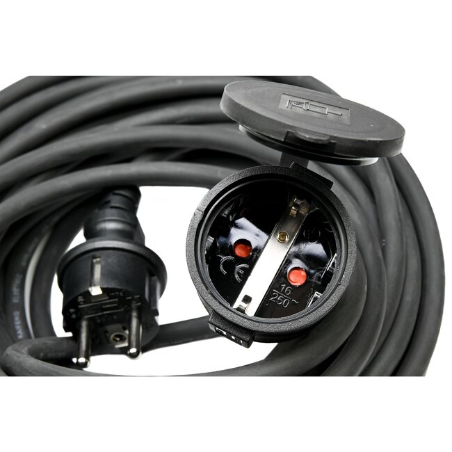 Benson Verlengsnoer rubber 15 meter - spatwaterdicht - 3 x 1.5 mm² - binnen en buiten