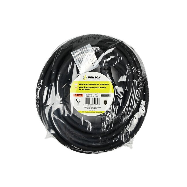 Benson Verlengsnoer rubber 15 meter - spatwaterdicht - 3 x 1.5 mm² - binnen en buiten