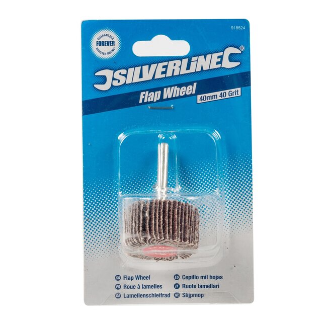 Silverline Slijpmop lamellenwiel diameter 40 mm - aluminiumoxide - korrel 40 - schuren, ontbramen - hout, metaal, verf, kunststof