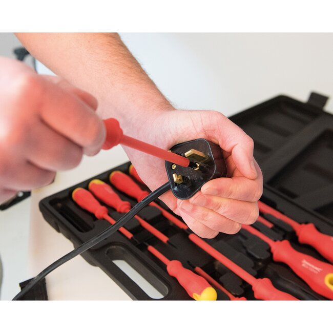 Silverline Schroevendraaierset - chroom-vanadium - geisoleerd softgrip - 2,5–8 mm, PH0–PH2 - 2-kleurig - 11-delig - elektra en auto