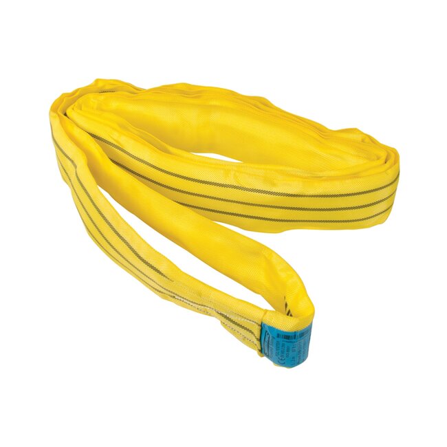 Silverline Hijsband eindeloze rondstrop - polyester - 2 meter - 3 ton - geel - voor hijsen in bouw en logistiek