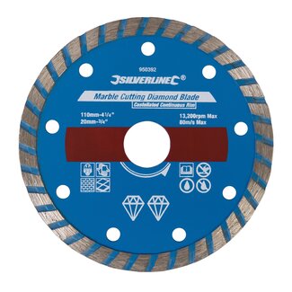 Silverline Diamant Marmer - Gesloten Snijschijf - Doorslijpschijf - Ø 110 mm - Asgat 20 mm