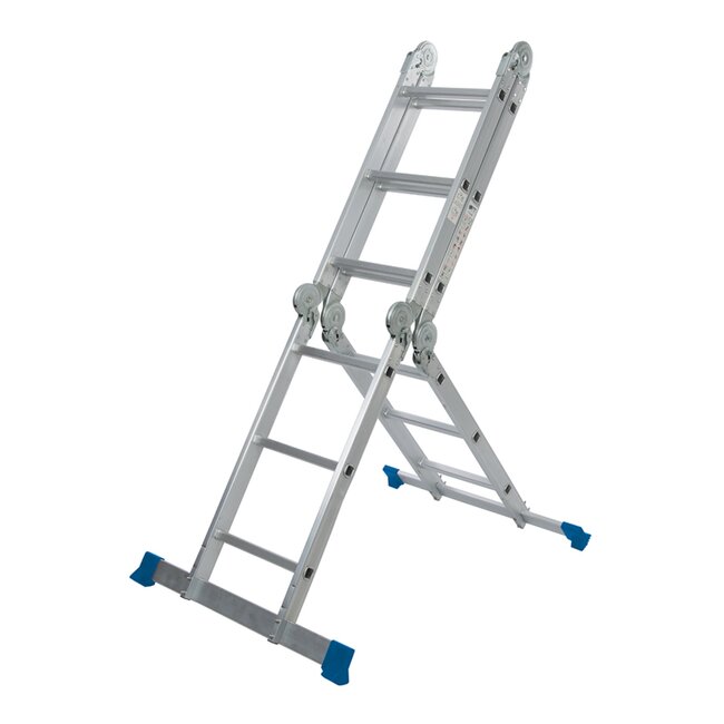 Silverline Multifunctionele ladder met antislip werkplatform - aluminium - 360 cm - 12 treden - zilvergrijs - voor het huishouden