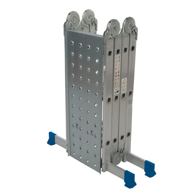 Silverline Multifunctionele ladder met antislip werkplatform - aluminium - 360 cm - 12 treden - zilvergrijs - voor het huishouden