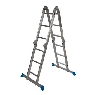 Silverline Multifunctionele ladder met antislip werkplatform - aluminium - 360 cm - 12 treden - zilvergrijs - voor het huishouden