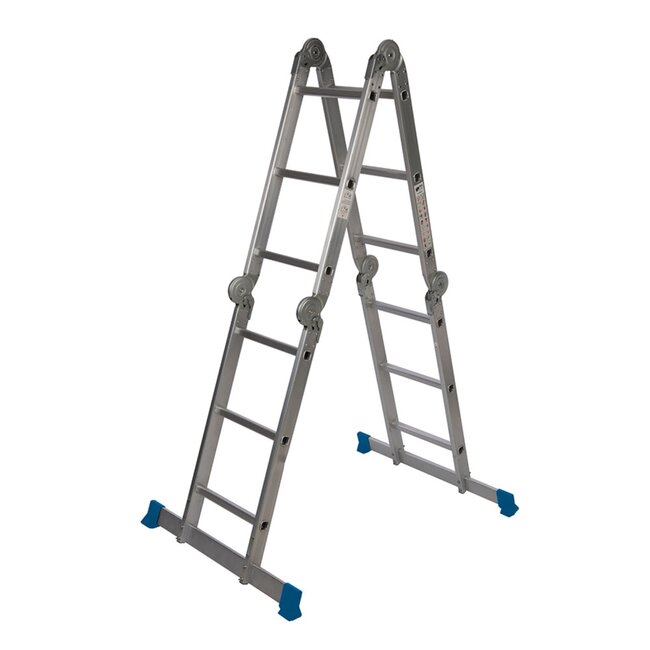 Silverline Multifunctionele ladder met antislip werkplatform - aluminium - 360 cm - 12 treden - zilvergrijs - voor het huishouden