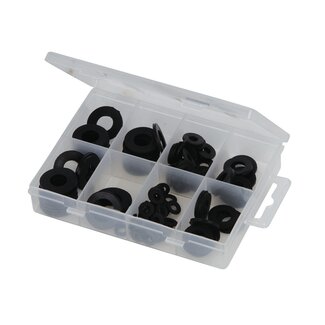 Fixman Sluitringen assortimentsdoos - rubber - afdichting - maten 5-24,5 mm - zwart - 120 stuks - loodgieterij en klussen