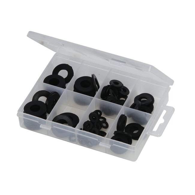 Fixman Rubberen sluitringen assortiment - 120-delig - diverse maten - inclusief opbergkoffer