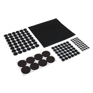 Fixman Complete set zelfklevende viltglijders - zwart - 125-delig - diverse maten