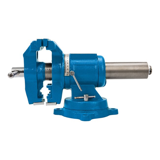 Silverline bankschroef - nodulair gietijzer - 360 graden roterende kop met V- en buiskaken - 125 mm kaken - grijs - werkplaats