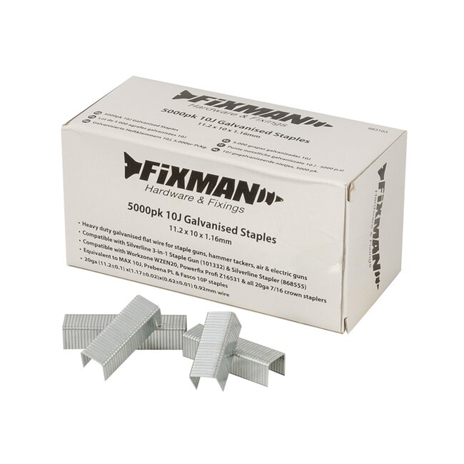 Fixman 10J Gegalvaniseerde Nietjes - 11.2 x 10 x 1.16 mm - 5000 stuks