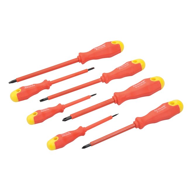 Silverline Schroevendraaierset - geïsoleerd - softgrip - 7-delig - ergonomisch - chroom vanadium staal