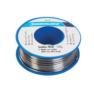 Silverline soldeertin op rol - 60/40 tin/lood - snel solderen - 100 gram - zilverkleurig - voor elektronica, koper en messing