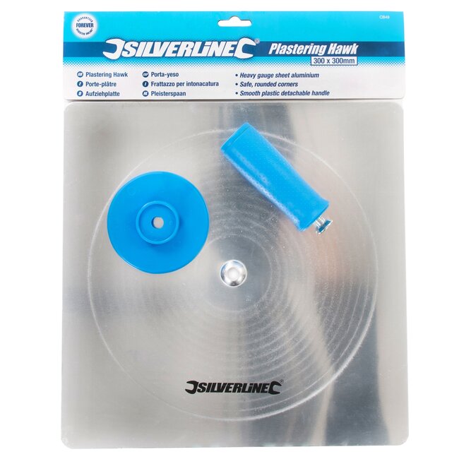 Silverline Pleisterbord bladmetaal - ergonomisch afneembaar handvat - 30 x 30 cm - hoogglans - voor stuc- en voegwerk