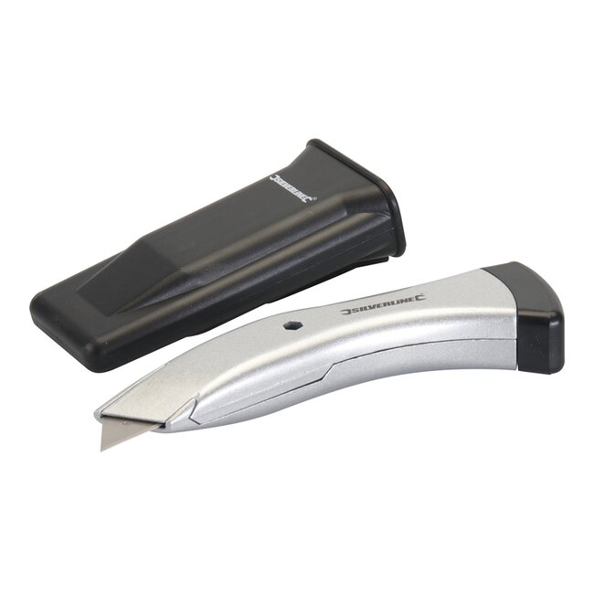 Silverline Gevormd intrekbaar mes - Heavy-Duty - Ergonomische grip - 180 mm - Inclusief riemclip en opberghuls