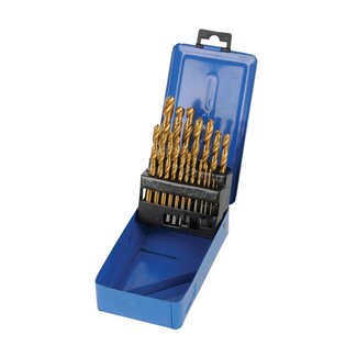 Silverline HSS boorbits - titanium coating - 1-10 mm - 19-delig - metaal opbergkistje