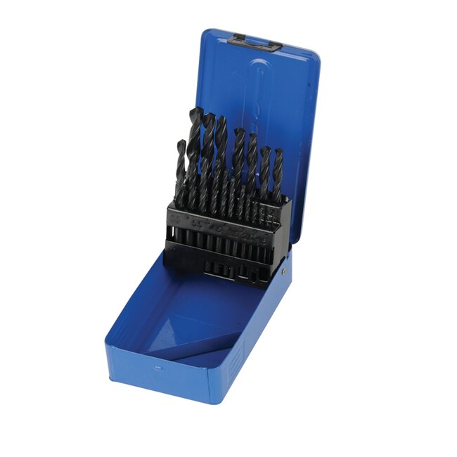 Silverline HSS-R boor set - 19-delig - Ø 1-10 mm - met metalen opbergdoosje